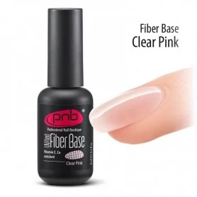 Kaučiukinė Gelinio Lako Bazė PNB Fiber UV/LED Base Clear Pink