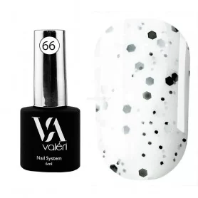 Valeri Base Dots No. 066 (białe z czarno-białymi okruchami i płatkami), 6 ml