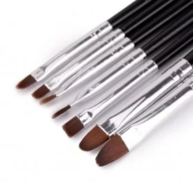 Set of manicure brushes with black plastic handle 7 pcs.