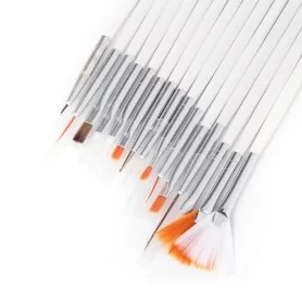 Brushes for acrylic gel decor white 15 elements