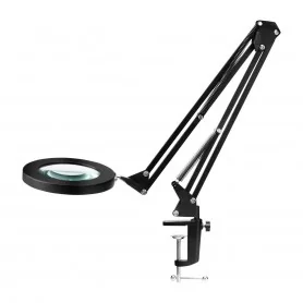 LED lamp with magnifying glass Glow 308 for table top black USB