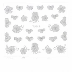 3D STICKERS TJ015 WHITE WITH SILVER RIBBON