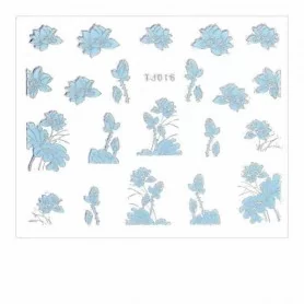3D STICKERS TJ016 BLUE WITH SILVER RIBBON