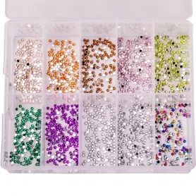 Box with cubic zirconia mixed colors, 2 mm, about 2000 pcs.