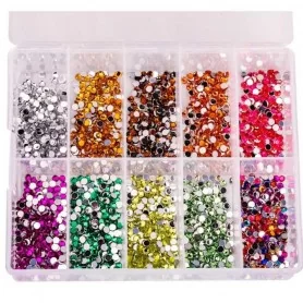 Box with cubic zirconia mixed colors, 3 mm, about 2000 pcs.