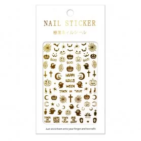Thin self-adhesive nail stickers for Halloween R233 gold