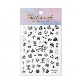 Thin self-adhesive Halloween stickers MS-C301 silver