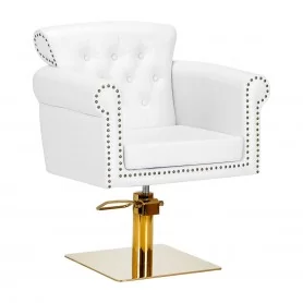 Krzesło fryzjerskie Gabbiano Berlin, złoto-białe