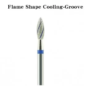 Deimantinė freza "Cooling - Groove Flame Shape M" Ø2.7mm, Mediumas"