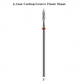 Deimantinė freza "Cooling - Groove Flame Shape F" Ø2.1mm, Gerai"