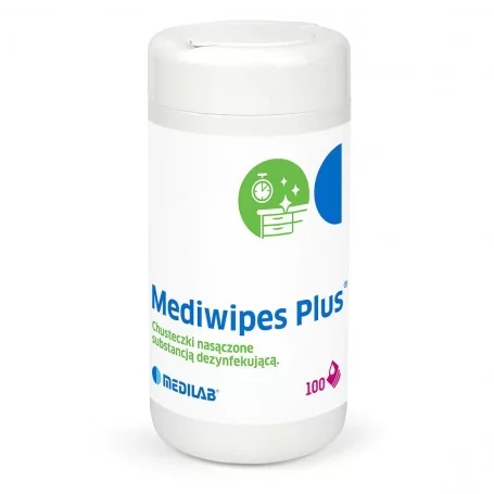 Mediwipes plus spirta salvetes virsmu dezinfekcijai.