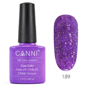 189 Lilac Glitter 7.3ml Canni Soak Off UV LED Nail Gel Polish