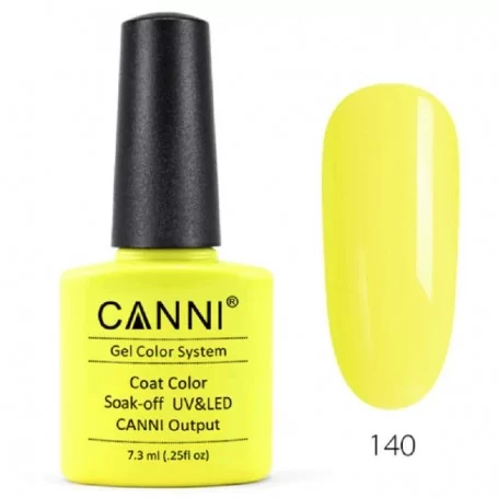 140 Electric Yellow 7.3ml Canni Soak Off UV LED Nail Gel Polish